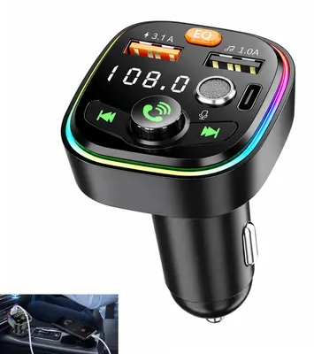 Immagine prodotto di Trasmettitore FM per auto con Bluetooth, trasmettitore FM per auto 3-in-1 con funzione vivavoce e adattatore radio