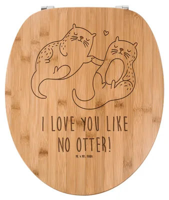 Produktbild von Mr. & Mrs. Panda WC-Brille Otter Hände halten - Transparent - Geschenk, Klodeckel, Seeotter, Liebe, Paar, Lustiger WC Sitz, Händchen, Toilettendeckel, Brille, glücklich