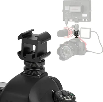 Zdjęcie produktu dla Uchwyt do gorącej stopki aparatu, adapter do potrójnej stopki z uniwersalnym złączem, przenośny metalowy uchwyt do mikrofonu, monitora LED, wideo i oświetlenia, bardzo przydatne akcesorium do