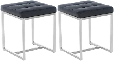 Produktbild von CLP 2er Set Sitzhocker Barci mit Polsterung und Edelstahlgestell schwarz