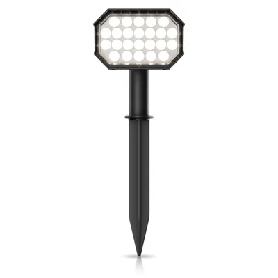 Produktbild von Brandson LED Gartenstrahler Solar mit Erdspieß, Außenleuchte Solar, Wandleuchte, Akku, 1800 mAh, 2 Helligkeitsstufen, 3000 K, IP65, wetterfest, schwenkbar