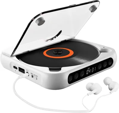 Produktbild von Tragbarer CD Player Bluetooth, CD-Spieler mit staubdichter Abdeckung, Inklusive Kopfhörer, 6 Modi, Fernbedienung, Externe Wiedergabefunktion