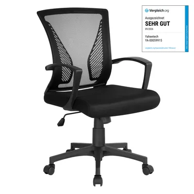 Produktbild von Yaheetech Bürostuhl Schreibtischstuhl ergonomischer Drehstuhl Chefsessel höhenverstellbar Sportsitz Mesh Netz Stuhl Schwarz