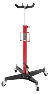 Image de Cric hydraulique VEVOR avec capacité de levage de 500 kg, cric télescopique à pédale, roue pivotante à 360°, hauteur de levage de 112 à 187 cm, outil de levage pour garage / atelier rouge + noir