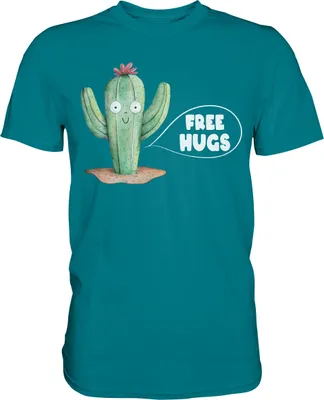 Produktbild von Kaktus Umarmung Lustiges Pflanzen T-Shirt – Diva Blue / 3XL