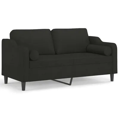 Produktbild von vidaXL 2-Sitzer-Sofa mit Zierkissen Schwarz 140 cm Stoff