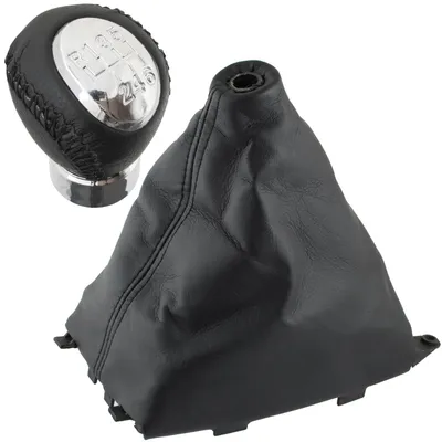 Produktbild von Mazda 6 GG/GY 02-08 Schaltknauf aus schwarzem Leder, 6-Gang, inklusive Schaltsack und Rahmen (2-teiliges Set)