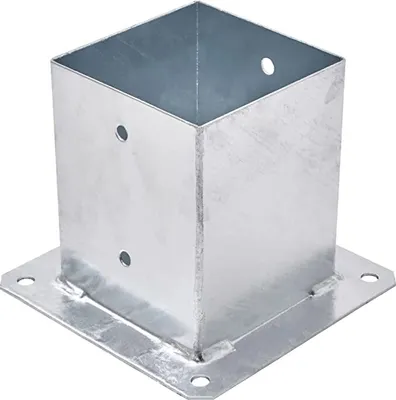 Produktbild von TRIBECCO® Aufschraubhülse für Vierkantholzpfosten Feuerverzinkt (120 x 120 mm) Pfosten Bodenhülse Zaunträger Hülse Bodenplatte Pfostenträger Anker