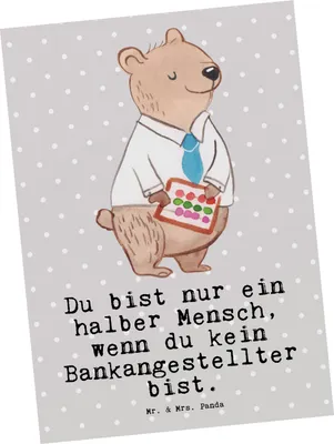 Produktbild von Mr. & Mrs. Panda Grußkarte Bankangestellter Herz - Grau Pastell - Geschenk, Postkarte, einzelkarte, Ansichtskarten, Ansichtskarte, Bänker, Spruch, Lustig, Postkarten
