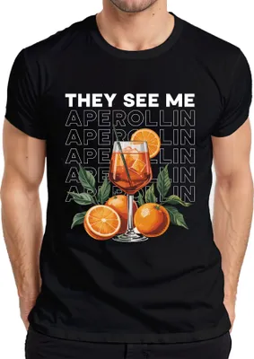 Produktbild von They see me Aperollin Aperol Spritz Sommer Party Saufen Mallorca Herren T-Shirt, Schwarz, XXL