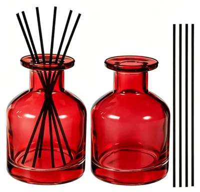 2 Glas-Diffuserflaschen 150 ml mit 10 Stäbchen, rot