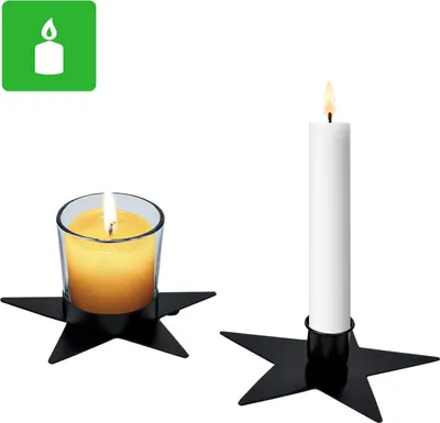 Produktbild von Marrakesch 3er Set Moderne Kerzenhalter Schwarz aus Metall 12cm gross – Tischdeko Kerzenständer Modern für Stabkerzen Astur