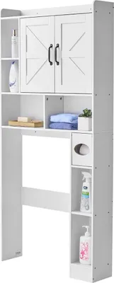 Produktbild von Badezimmer-Aufbewahrungsschrank über der Toilette mit verstellbarem Regal, weiß, 66" H