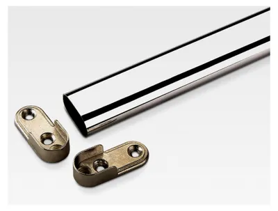 Produktbild von 3 Stück Kleiderstange 1000 mm OVAL 30 x 15 mm verchromt mit 6 Schrankstangenlagern