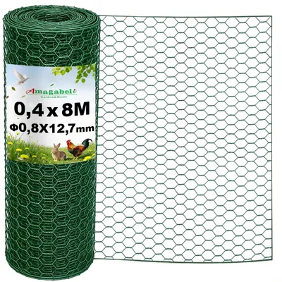 Immagine prodotto di Solidchoice - Rete esagonale da 8 metri con rivestimento in PVC, ideale per recinzioni per animali e progetti di giardinaggio