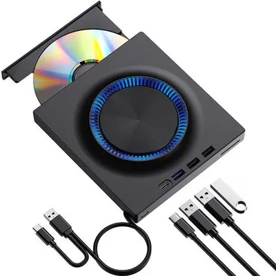 Immagine prodotto di Registratore UHD-DVD portatile, lettore Blu-ray esterno, nero, compatibile con PC Windows.