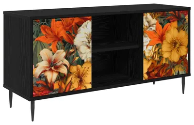 Image de vidaXL Meuble TV GENNEP, 102 x 33 x 51 cm, noir, imitation chêne
