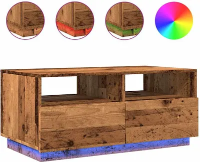Produktbild von vidaXL Couchtisch mit LED-Leuchten Altholz-Optik 90x49x40 cm