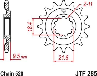 Produktbild von Jt Vorderes Ritzel 334 14 Für Honda Cr 250 86-87, Cr 500 86-87 (33414Jt) (Kette 520)