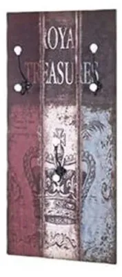 Wandkapstok mit 3 Haken, Motiv schwarz, 45x100x12 cm