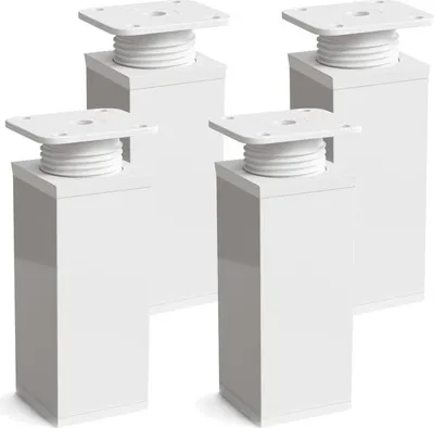 Imagen del producto de Juego de patas ajustables para muebles, 4 unidades, 80 mm de altura, color blanco, perfil cuadrado, para muebles