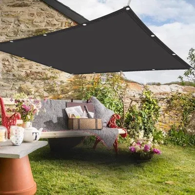 Productafbeelding van Schaduwdoek Polyester - Zonnezeil Tuin - Buiten Bescherming - 95% UV Blokkerend - 1 x 1.5 m - Donkergrijs