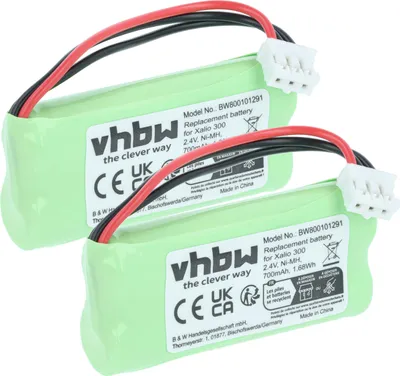 Produktbild von vhbw 2x Akku kompatibel mit Philips Aleor 300 schnurlos Festnetz Telefon (700 mAh, 2,4 V, NiMH)