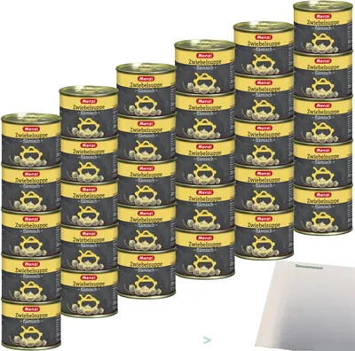 Produktbild von Menzi Zwiebelsuppe Flämisch 6er Pack (30x200ml Dose) + usy Block