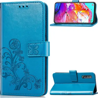 Produktbild von Mobigear Clover  Samsung Galaxy A70 Hülle Klapphülle Geldbörse - Blau