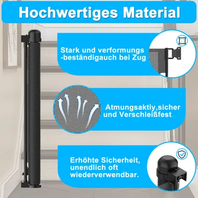 Obrázek produktu pro LZQ Door Guard Rollo výsuvný 0-180cm schodišťový zábrana Rollo, psí dveřní zábrana a dětská schodišťová zábrana Dětská bezpečnostní brána, černá