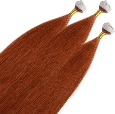 Produktbild von hair2heart Premium Mini Tape Extensions Echthaar - 12 Tapes 40cm Kupferrot