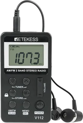 Produktbild von Retekess V112 Radio, mini Radio mit Kopfhörer, Batteriebetrieben, FM AM,Schlaftimer,Wiederaufladbar,LCD,500mAh Akku, für Laufen, Reisen, Angeln
