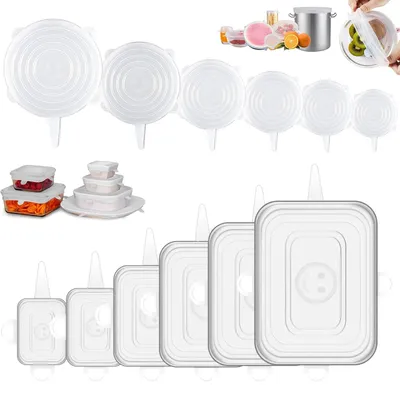 12er Set elastische Silikondeckel für Dosen & Schüsseln