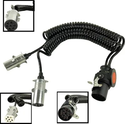 Immagine prodotto di Cavo adattatore elettrico a spirale 15 pin 24 V (metallo) Lunghezza: 4,5 m, 2 linee (6x1 + 1x1,50)