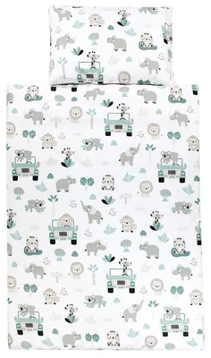 Produktbild von TupTam Kinder Bettwäsche Set Babybettwäsche Bettbezug 100 x 135 120 x 90 Kissenbezug 40 x 60 Jungen Mädchen 2-tlg, Farbe: Zoo Grün, Größe: 135x100 cm