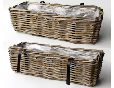 Productafbeelding van Balkonbak Rotan Antique Grey 60x20xH16 cm Van der Leeden