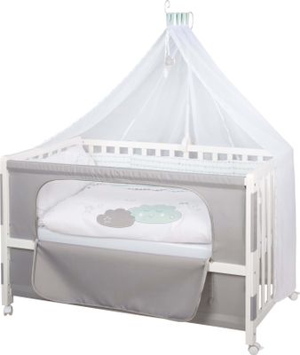 roba Roombed, Babybett 60x120cm 'Happy Cloud', Beistellbett zum Elternbett, komplette Ausstattung