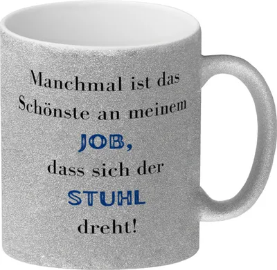 Produktbild von Highlight meines Jobs Glitzer-Kaffeebecher mit Spruch