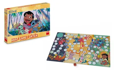 Obrázok produktu pre Stitch je dobrodružná spoločenská hra pre deti, balená v krabici s rozmermi 33x23x3,5 cm