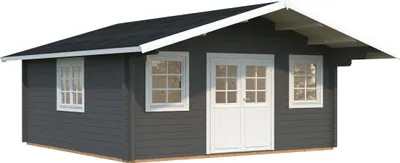 Produktbild von Palmako Gartenhaus Helena 24,6 m² - 70 mm dunkelgrau/weiß lackiert