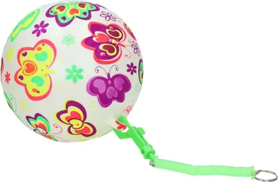 Image de Balle de jeu avec papillons sur une ficelle, 21 cm