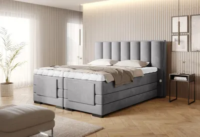 Obrázek produktu pro Manželská polohovací postel 180x200 VERION - světle šedá