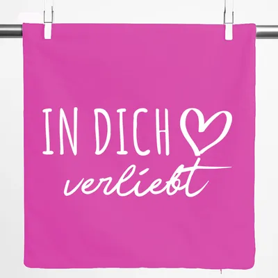 Produktbild von Huuraa Kissenbezug In dich verliebt 40x40cm Fuchsia Baumwolle Dekokissenbezug Geschenkidee