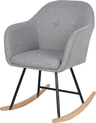 Image de Fauteuil à bascule Japonus - Fauteuil à bascule pour adulte - Fauteuil lounge - Pour l'intérieur - Gris clair