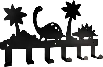 Imagen del producto de Percha de pared con forma de dinosaurio, con 6 ganchos, de 40 cm, ideal para habitaciones infantiles