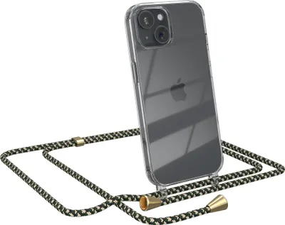 Produktbild von EAZY CASE Handykette kompatibel mit Apple iPhone 15, Handyhülle mit Umhängeband, Handykordel, Schutzhülle Clear, Band in Grün