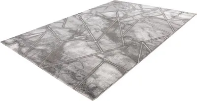 Produktbild von Lalee Marmaris Teppich Superweich Glänzender 3D-Effekt Marmoroptik Betonoptik Teppich mit niedrigem Flor Teppich Größe 160x230 cm Silber