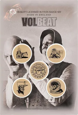 Image de Volbeat - Set de pin's "Servant Of The Mind" 5er-Pack - Plastique, Métal RO5324 (Taille unique) (Gris/Noir/Sable)