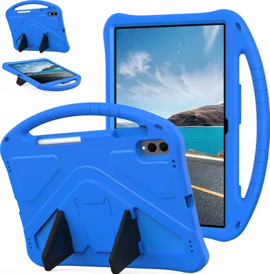 Image de Etui pour enfants pour Samsung Galaxy Tab S11 Ultra 14.6", étui antichoc léger en EVA avec support pliable et poignée bleue