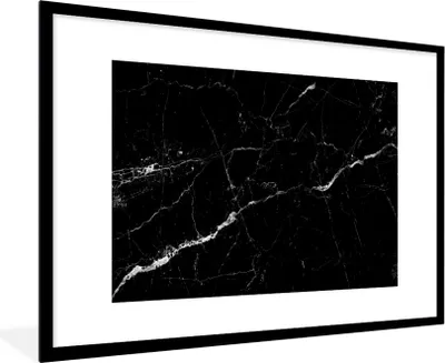 Produktbild von MuchoWow® Gerahmtes Poster Marmor - Schwarz - Marmoroptik - Weiß - Luxus - Stein 90x60 cm - Poster mit Schwarzem Bilderrahmen Wandposter Rahmen Foto Bilder - Wanddekoration - Fotos
